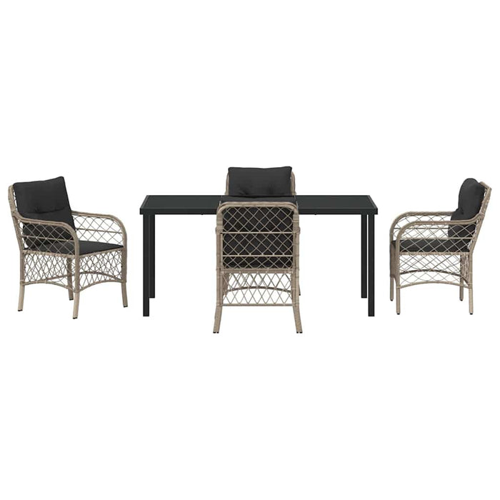 Set de masă pentru grădină cu pernă 5 pcs Gri deschis poliratan - WALTI WALTI