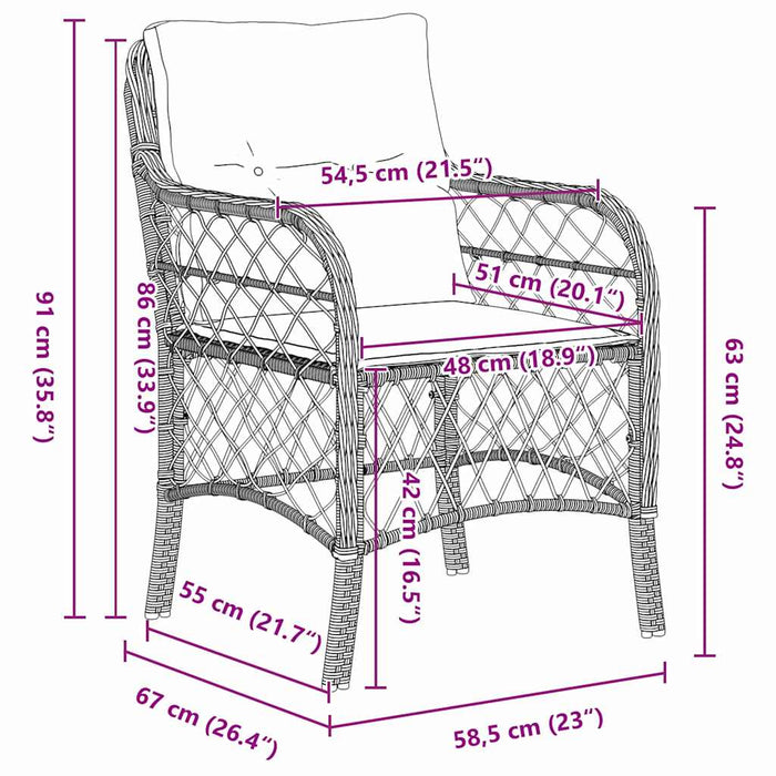 Set de masă pentru grădină cu pernă 7 pcs Gri deschis poliratan - WALTI WALTI