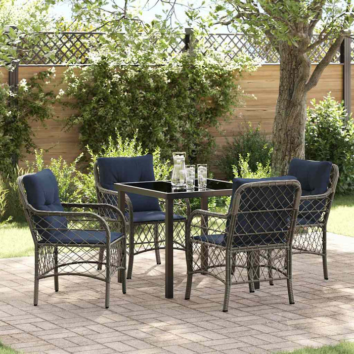Set de masă pentru grădină cu pernă 5 pcs Gri și negru Ratan WALTI