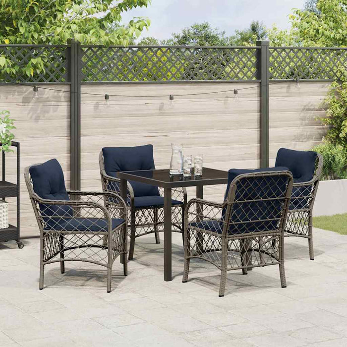 Set de masă pentru grădină cu pernă 5 pcs Gri și negru Ratan WALTI