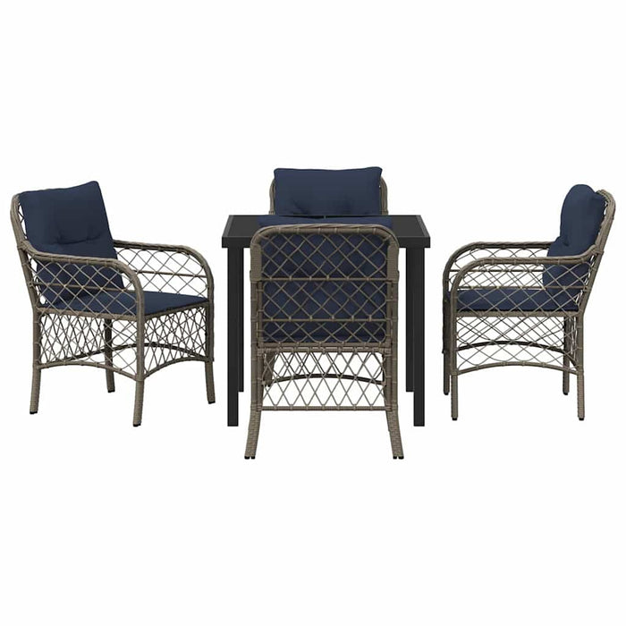 Set de masă pentru grădină cu pernă 5 pcs Gri și negru Ratan WALTI