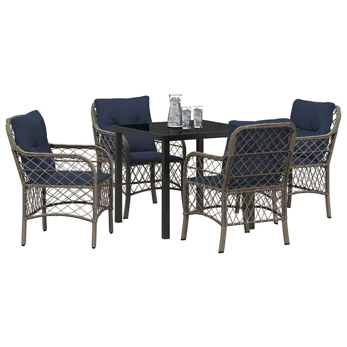 Set de masă pentru grădină cu pernă 5 pcs Gri și negru Ratan WALTI