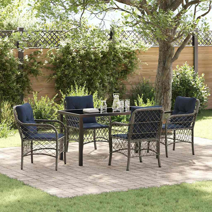 Set de masă pentru grădină cu pernă 5 pcs Gri și negru Ratan - WALTI WALTI
