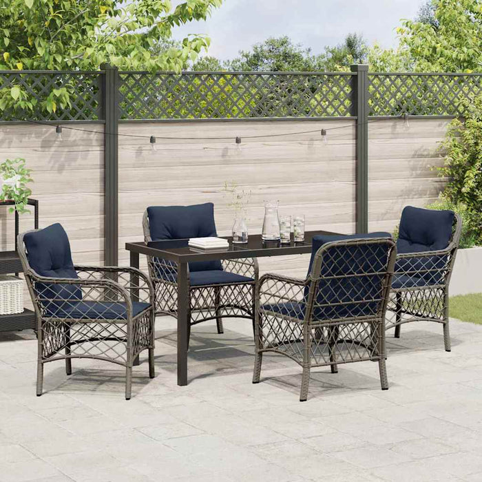 Set de masă pentru grădină cu pernă 5 pcs Gri și negru Ratan - WALTI WALTI