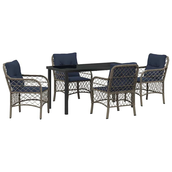 Set de masă pentru grădină cu pernă 5 pcs Gri și negru Ratan - WALTI WALTI
