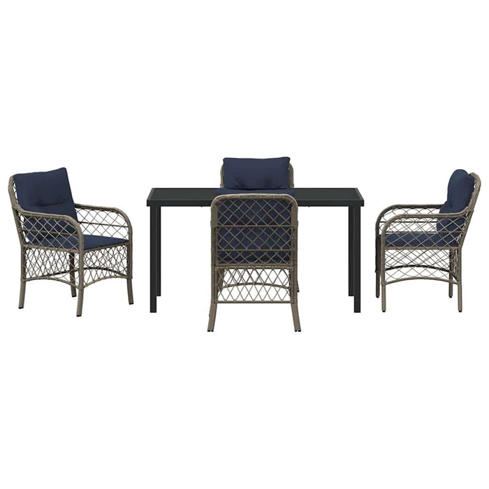 Set de masă pentru grădină cu pernă 5 pcs Gri și negru Ratan - WALTI WALTI