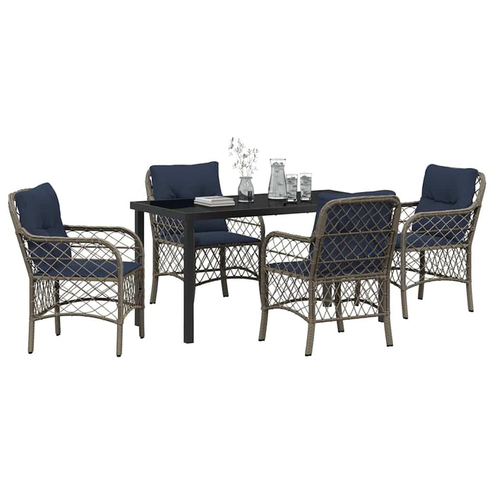 Set de masă pentru grădină cu pernă 5 pcs Gri și negru Ratan - WALTI WALTI
