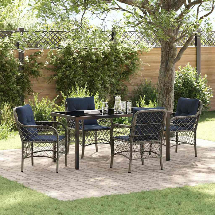 Set de masă pentru grădină cu pernă 5 pcs Gri și negru Ratan - WALTI WALTI