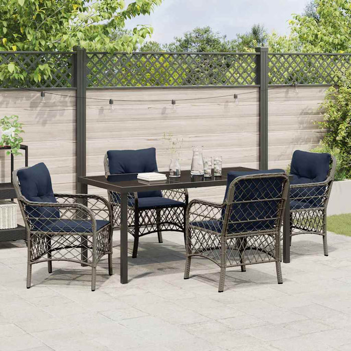 Set de masă pentru grădină cu pernă 5 pcs Gri și negru Ratan - WALTI WALTI