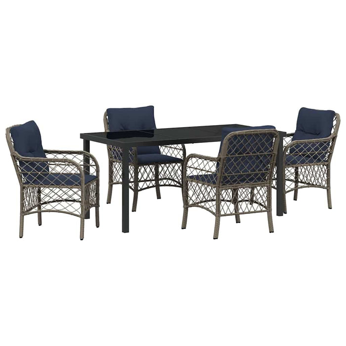 Set de masă pentru grădină cu pernă 5 pcs Gri și negru Ratan - WALTI WALTI