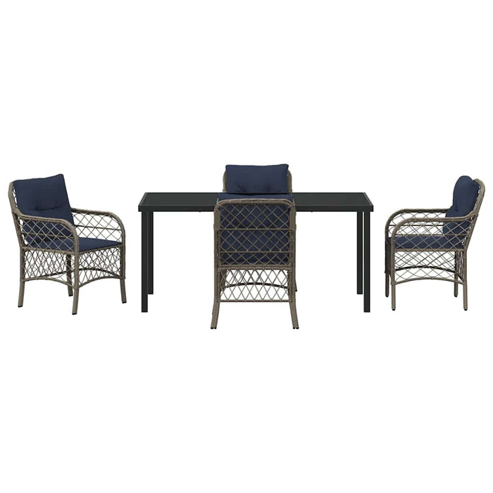 Set de masă pentru grădină cu pernă 5 pcs Gri și negru Ratan - WALTI WALTI