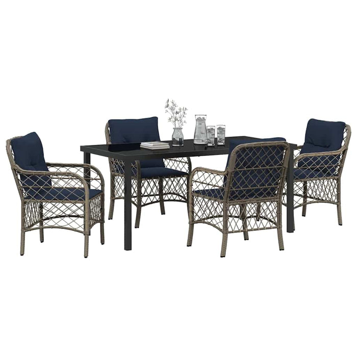 Set de masă pentru grădină cu pernă 5 pcs Gri și negru Ratan - WALTI WALTI