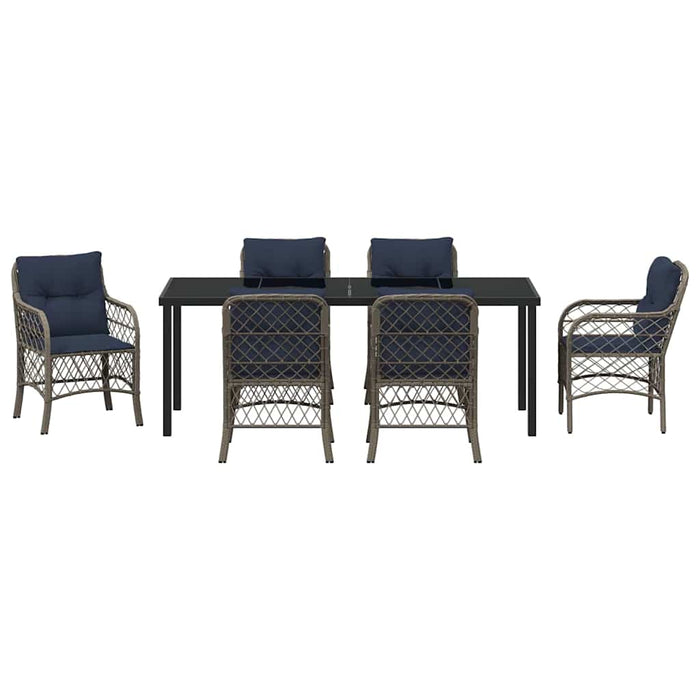 Set de masă pentru grădină cu pernă 7 pcs Gri și negru Ratan - WALTI WALTI