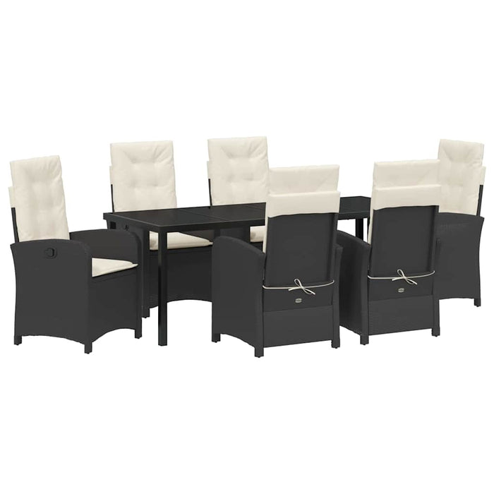 Set de masă pentru grădină cu pernă 7 pcs Negru poliratan - WALTI WALTI