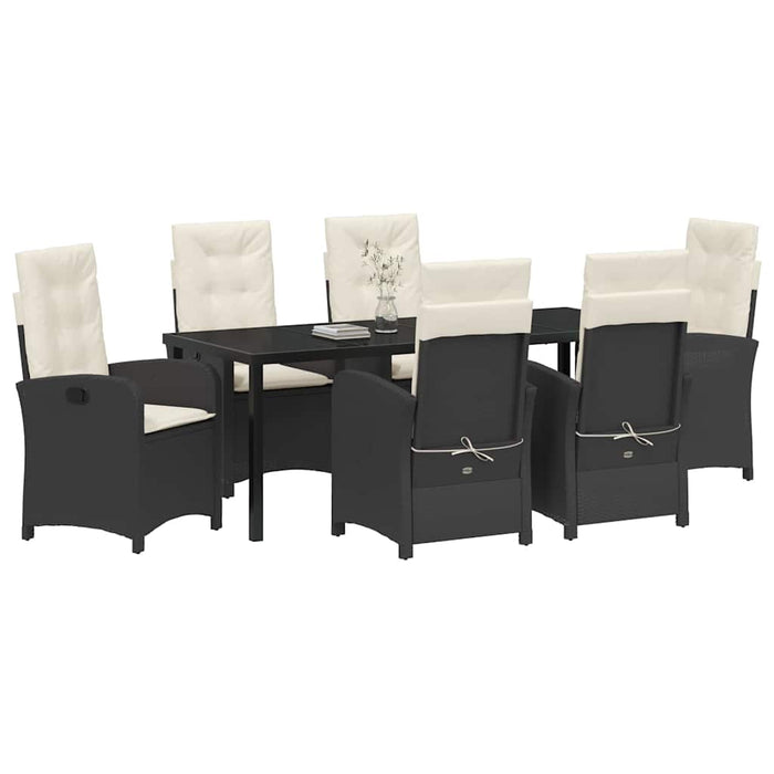 Set de masă pentru grădină cu pernă 7 pcs Negru poliratan - WALTI WALTI