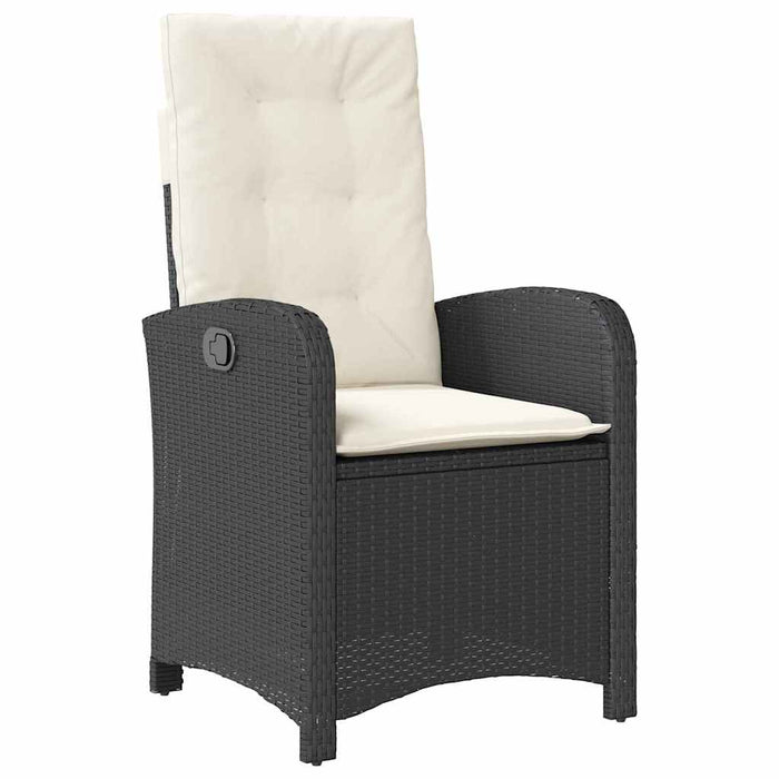 Set de masă pentru grădină cu pernă 9 pcs Negru poliratan - WALTI WALTI