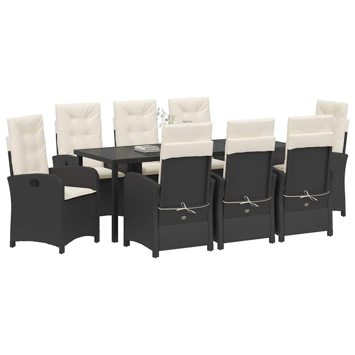 Set de masă pentru grădină cu pernă 9 pcs Negru poliratan - WALTI WALTI