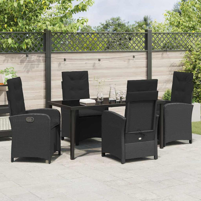 Set de masă pentru grădină cu pernă 5 pcs Negru poliratan - WALTI WALTI