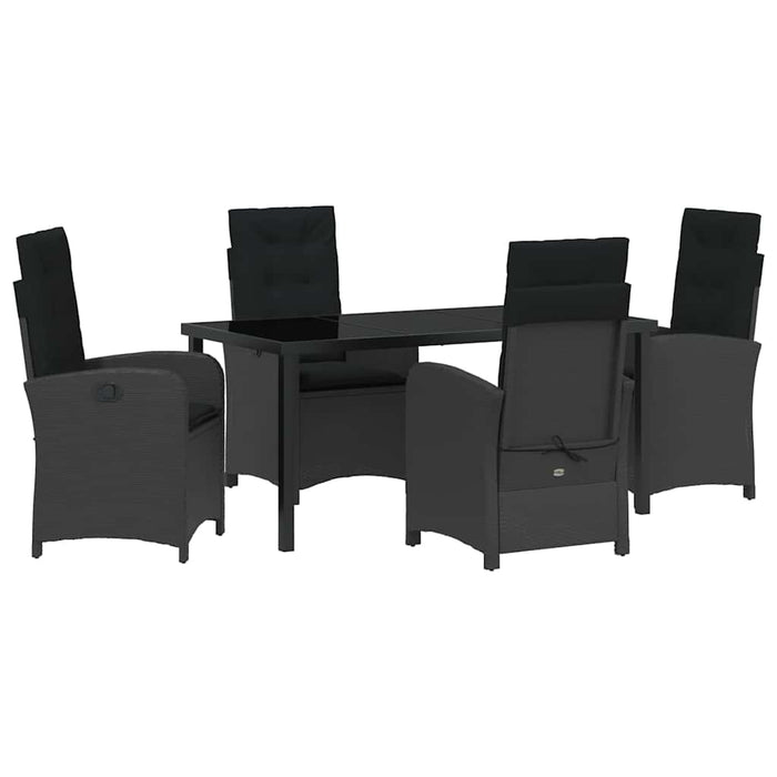 Set de masă pentru grădină cu pernă 5 pcs Negru poliratan - WALTI WALTI