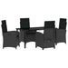 Set de masă pentru grădină cu pernă 5 pcs Negru poliratan - WALTI WALTI