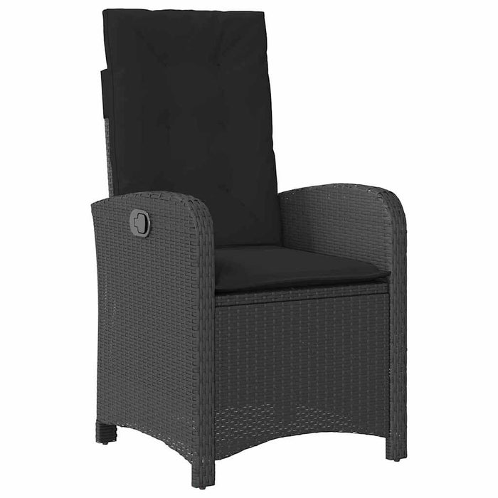 Set de masă pentru grădină cu pernă 5 pcs Negru poliratan - WALTI WALTI
