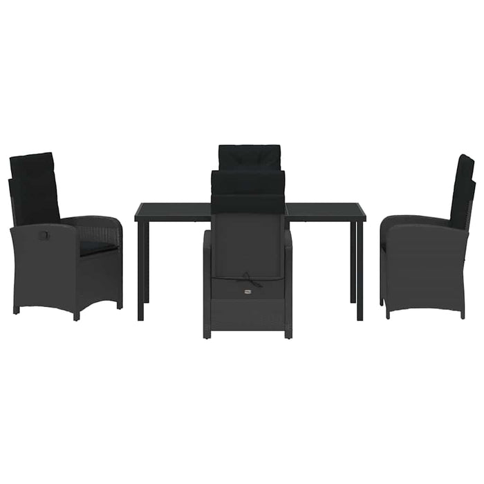 Set de masă pentru grădină cu pernă 5 pcs Negru poliratan - WALTI WALTI
