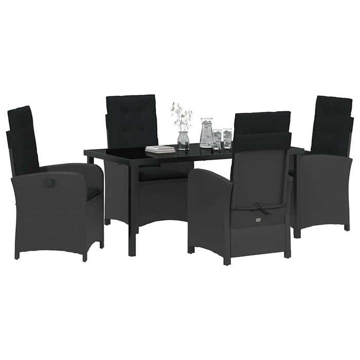 Set de masă pentru grădină cu pernă 5 pcs Negru poliratan - WALTI WALTI