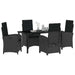 Set de masă pentru grădină cu pernă 5 pcs Negru poliratan - WALTI WALTI