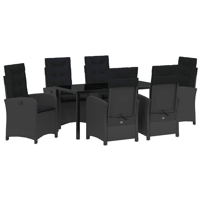 Set de masă pentru grădină cu pernă 7 pcs Negru poliratan - WALTI WALTI