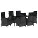 Set de masă pentru grădină cu pernă 7 pcs Negru poliratan - WALTI WALTI