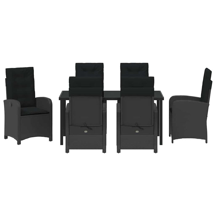 Set de masă pentru grădină cu pernă 7 pcs Negru poliratan - WALTI WALTI