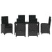 Set de masă pentru grădină cu pernă 7 pcs Negru poliratan - WALTI WALTI