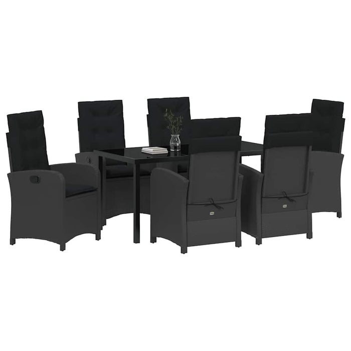 Set de masă pentru grădină cu pernă 7 pcs Negru poliratan - WALTI WALTI