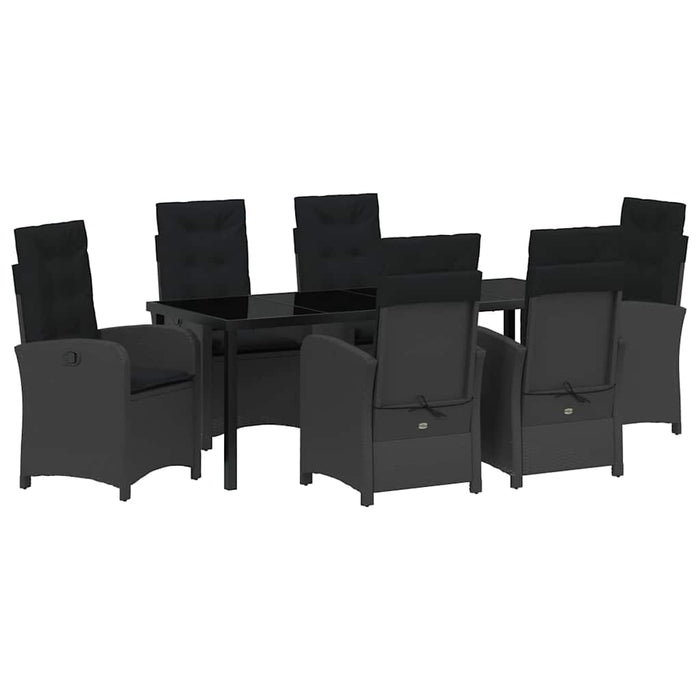 Set de masă pentru grădină cu pernă 7 pcs Negru poliratan - WALTI WALTI