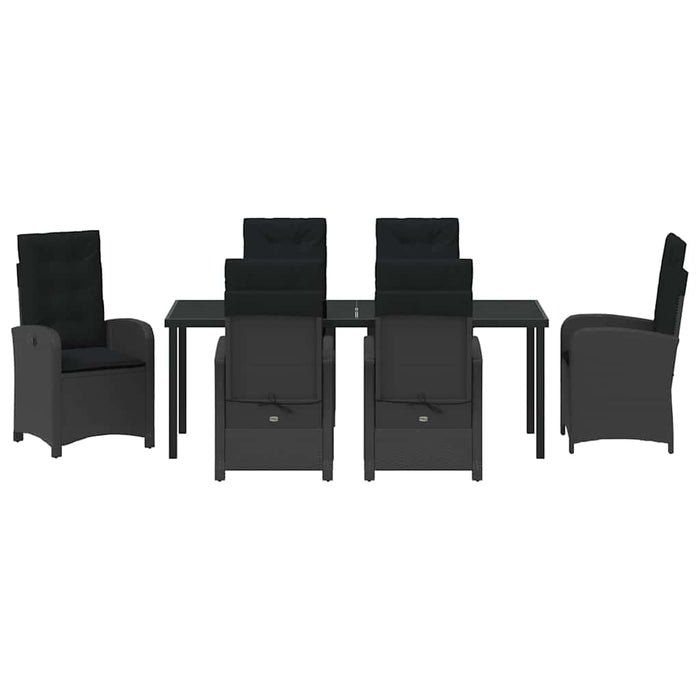 Set de masă pentru grădină cu pernă 7 pcs Negru poliratan - WALTI WALTI