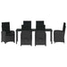 Set de masă pentru grădină cu pernă 7 pcs Negru poliratan - WALTI WALTI