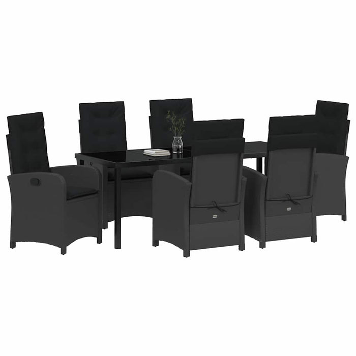 Set de masă pentru grădină cu pernă 7 pcs Negru poliratan - WALTI WALTI