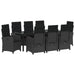 Set de masă pentru grădină cu pernă 9 pcs Negru poliratan - WALTI WALTI