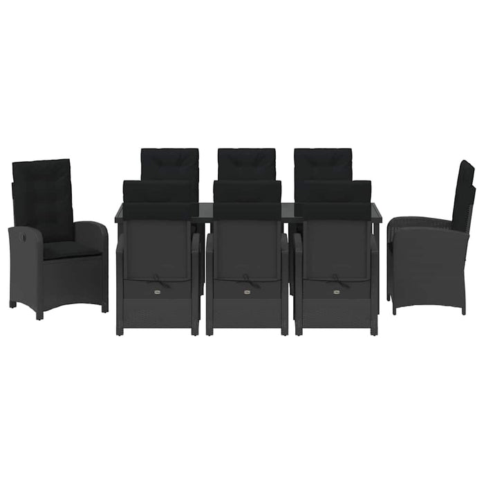 Set de masă pentru grădină cu pernă 9 pcs Negru poliratan - WALTI WALTI