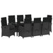 Set de masă pentru grădină cu pernă 9 pcs Negru poliratan - WALTI WALTI