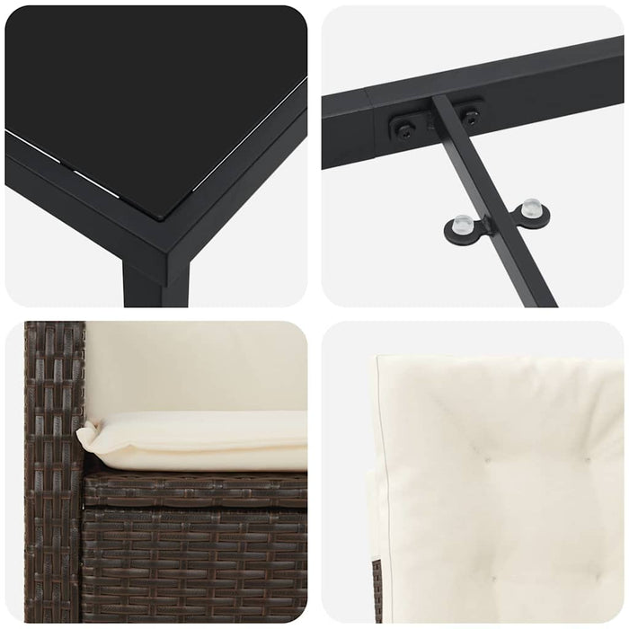 Set de masă pentru grădină cu pernă 7 pcs Maro poliratan - WALTI WALTI