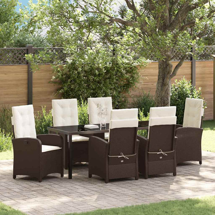 Set de masă pentru grădină cu pernă 7 pcs Maro poliratan - WALTI WALTI