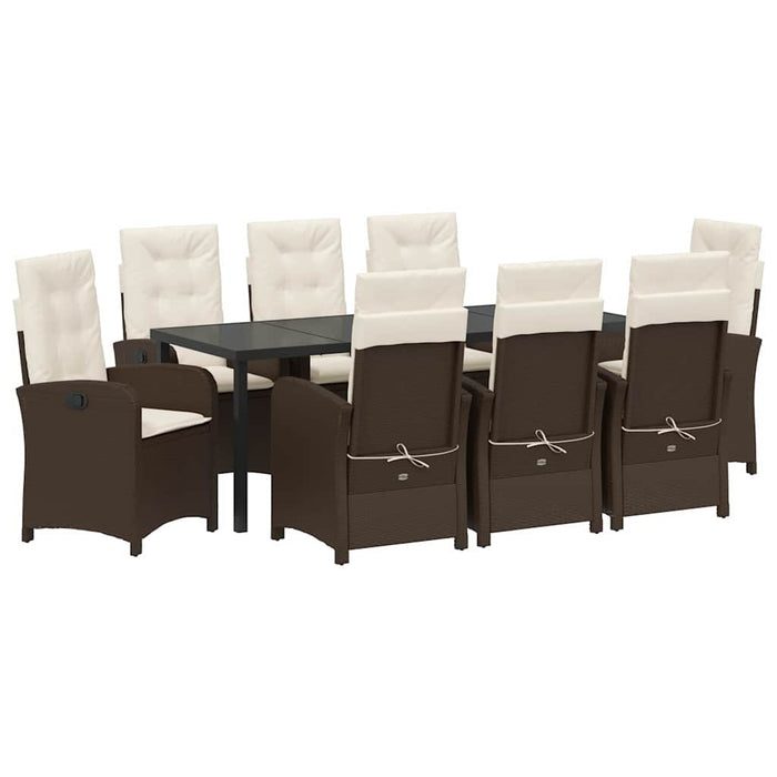Set de masă pentru grădină cu pernă 9 pcs Maro poliratan - WALTI WALTI
