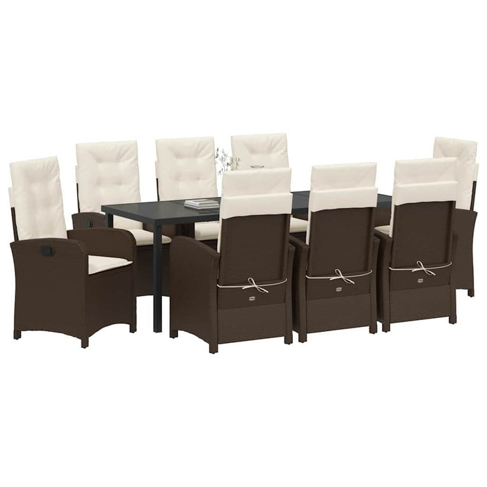 Set de masă pentru grădină cu pernă 9 pcs Maro poliratan - WALTI WALTI