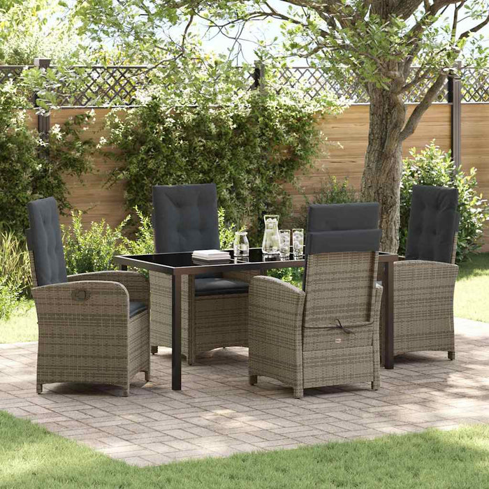 Set de masă pentru grădină cu pernă 5 pcs Gri poliratan - WALTI WALTI
