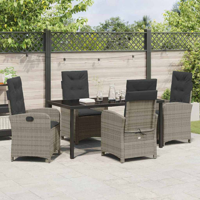 Set de masă pentru grădină cu pernă 5 pcs Gri poliratan - WALTI WALTI