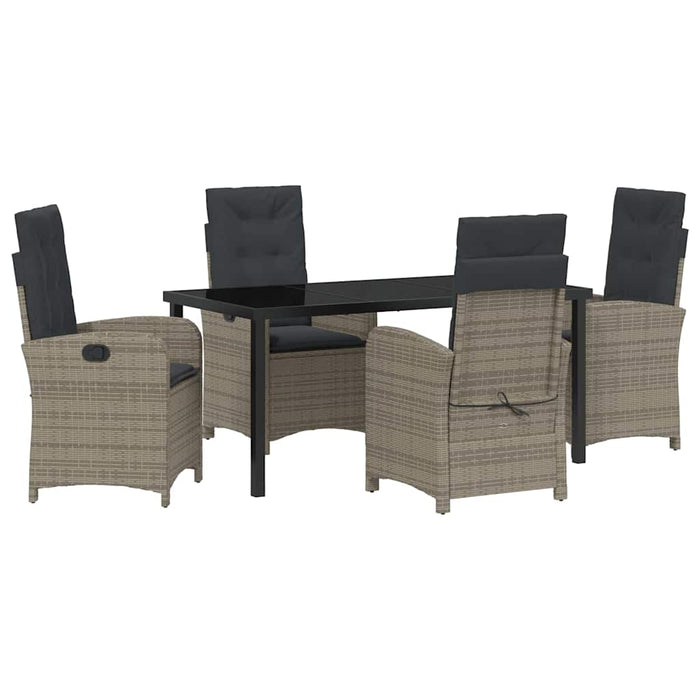 Set de masă pentru grădină cu pernă 5 pcs Gri poliratan - WALTI WALTI