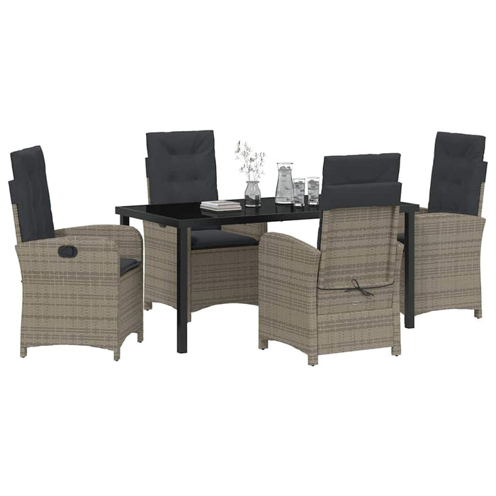 Set de masă pentru grădină cu pernă 5 pcs Gri poliratan - WALTI WALTI