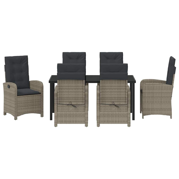 Set de masă pentru grădină cu pernă 7 pcs Gri poliratan - WALTI WALTI