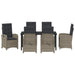 Set de masă pentru grădină cu pernă 7 pcs Gri poliratan - WALTI WALTI